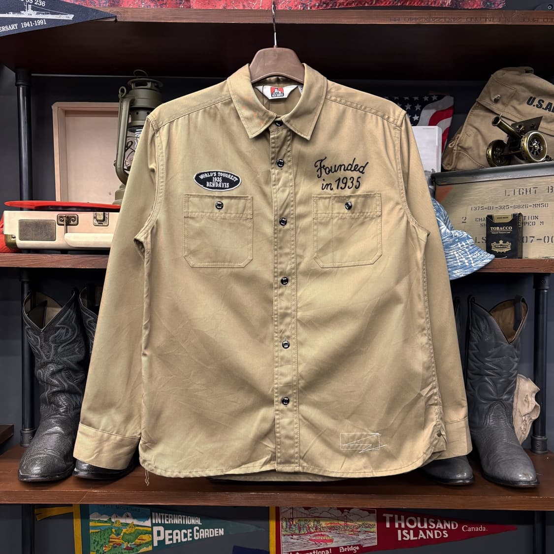 밴 데이비스 덕 캔버스 엠브로이드 패치 코튼 워크셔츠 N652 상품이미지1