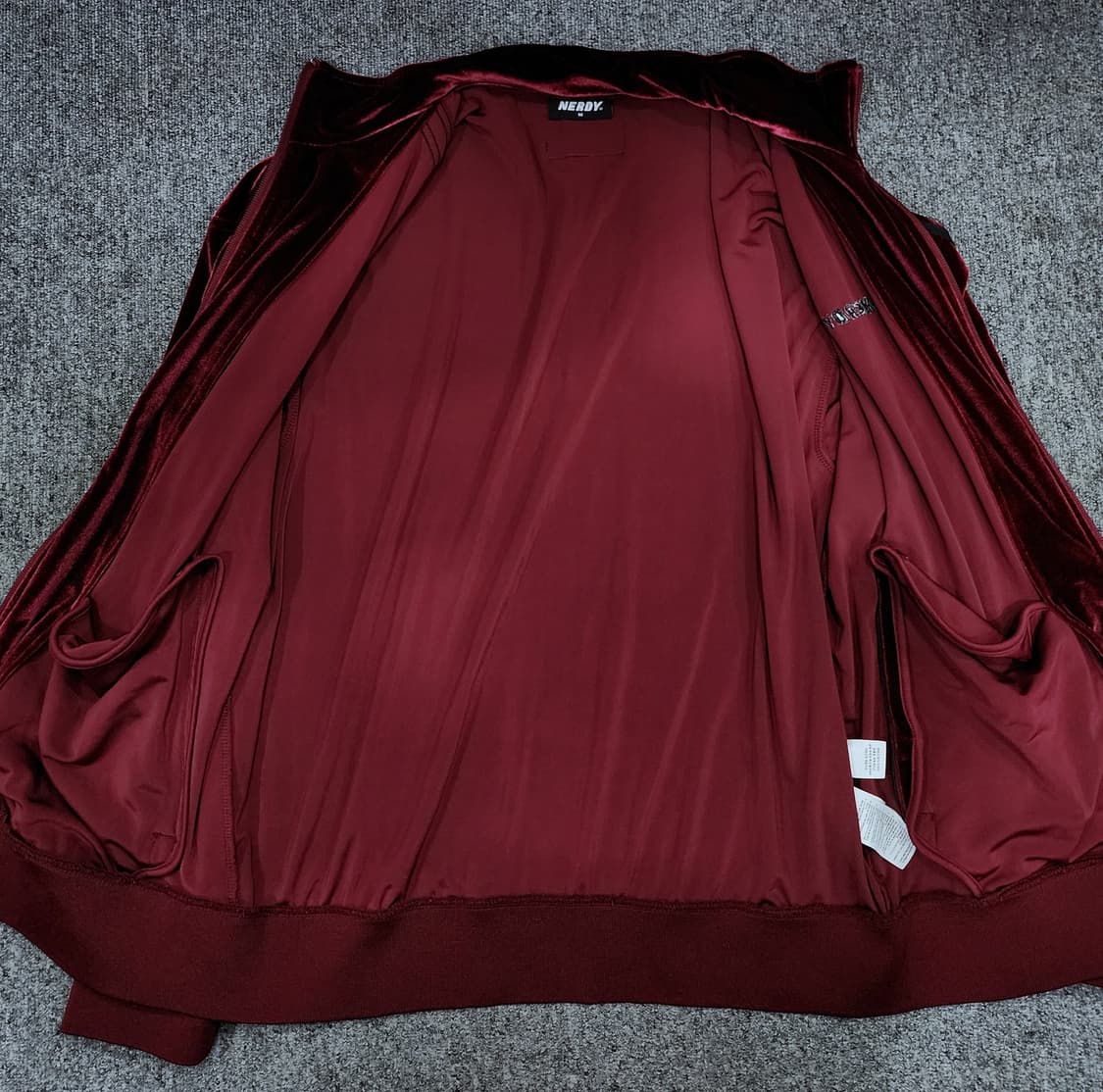 널디 버건디 벨루어 벨벳 트랙탑 져지 M 상품이미지3