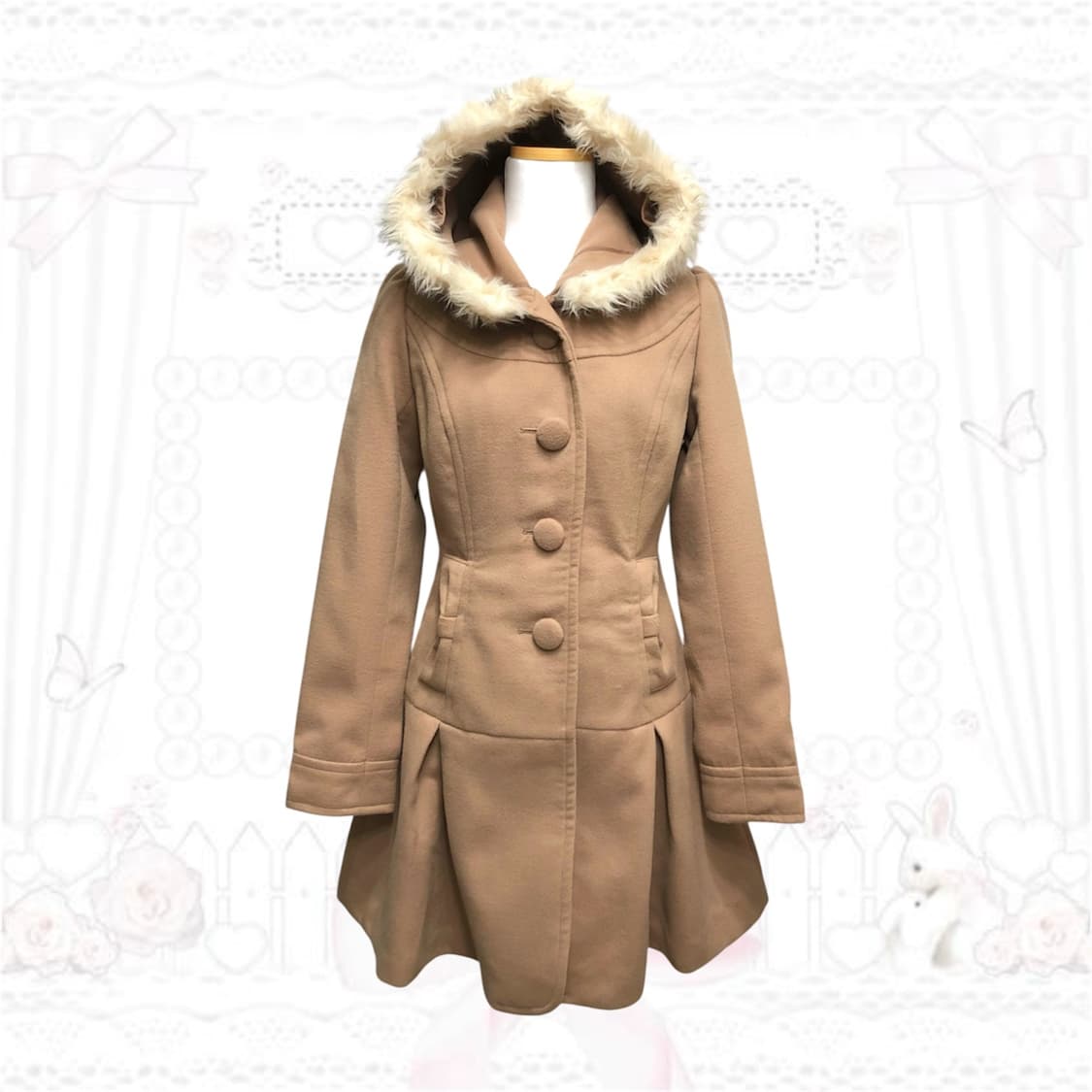 리즈리사 고전 핀터 a라인 리본 코트 라떼갸루 히메갸루 상품이미지2