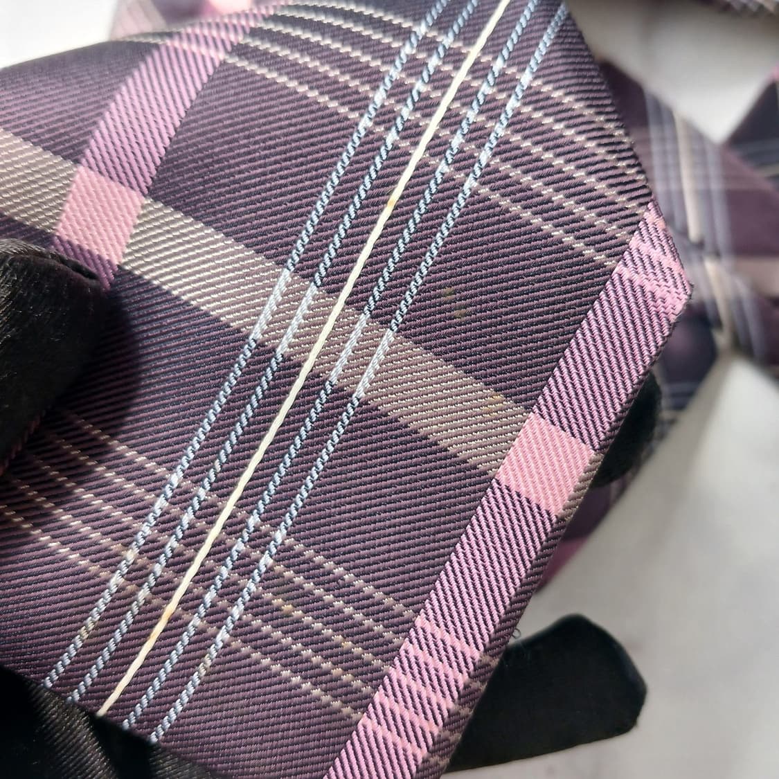 아쿠아스큐텀 실크 핑크 체크 넥타이 9.5cm A등급 E963
 상품이미지8