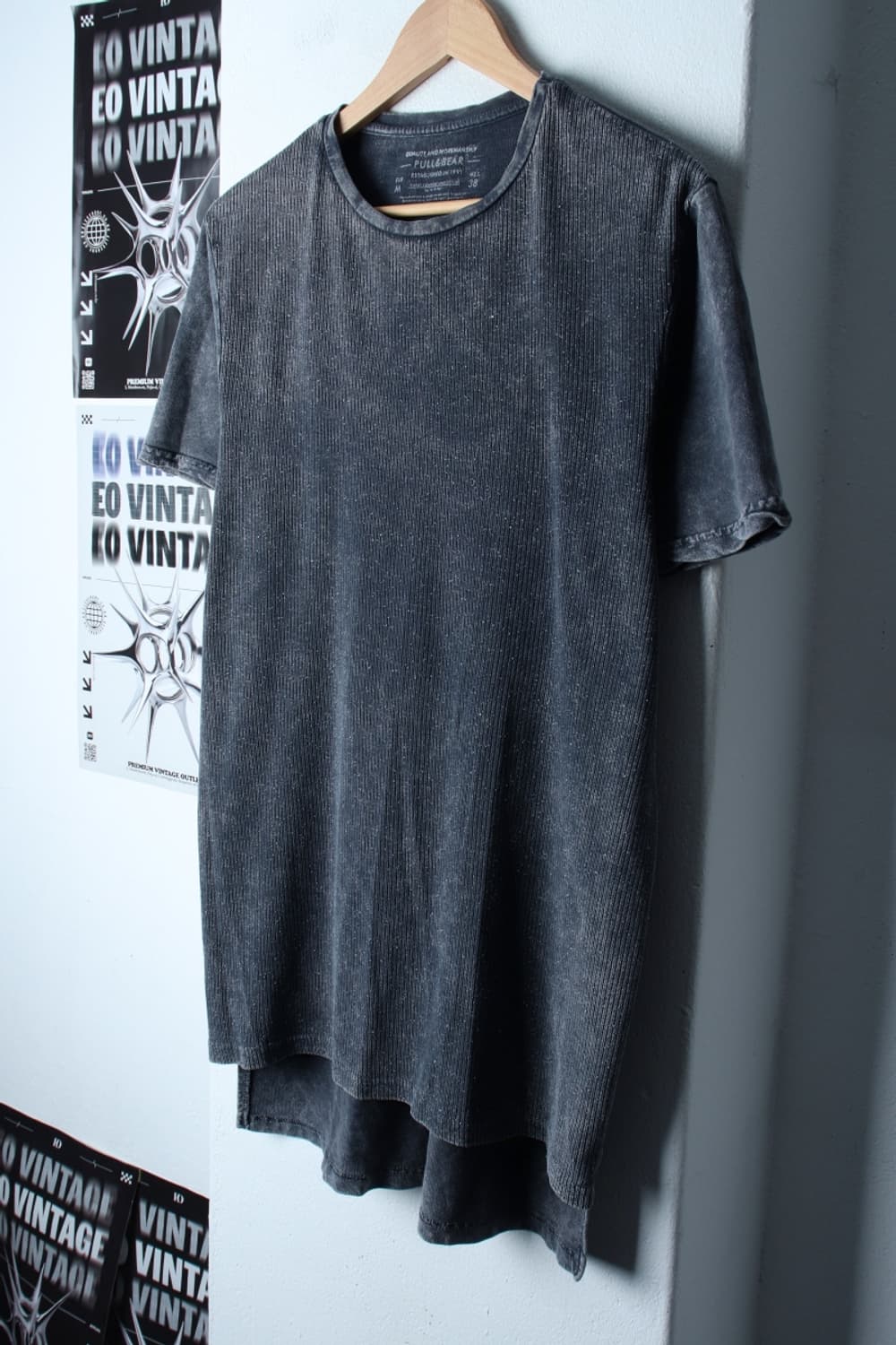 (M-XL) 풀앤베어 반팔 티셔츠 피그먼트 그레이 골지 롱-H30937 상품이미지1