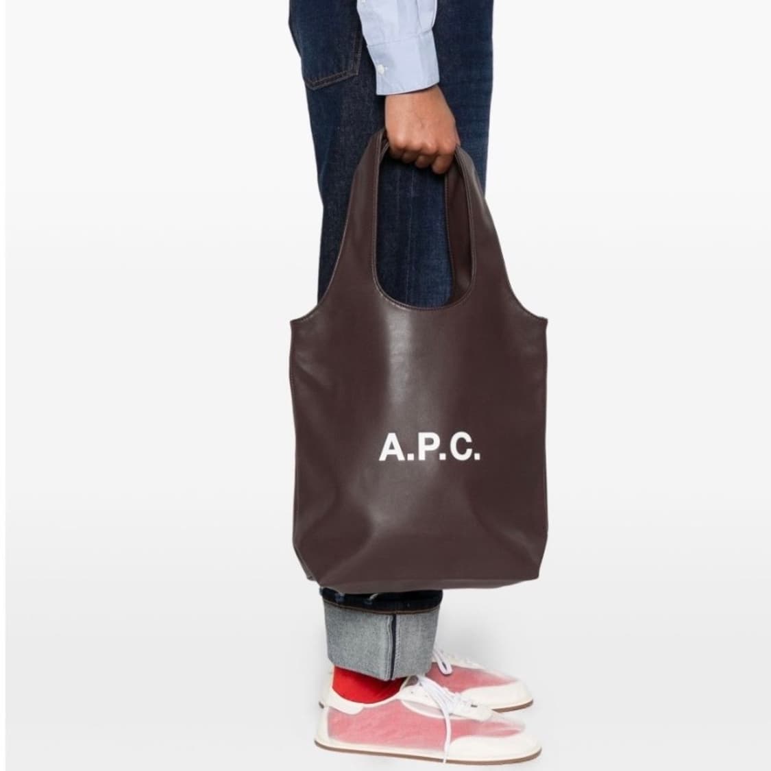 아페쎄 다크브라운 스몰 니논 로고 토트백 상품이미지2