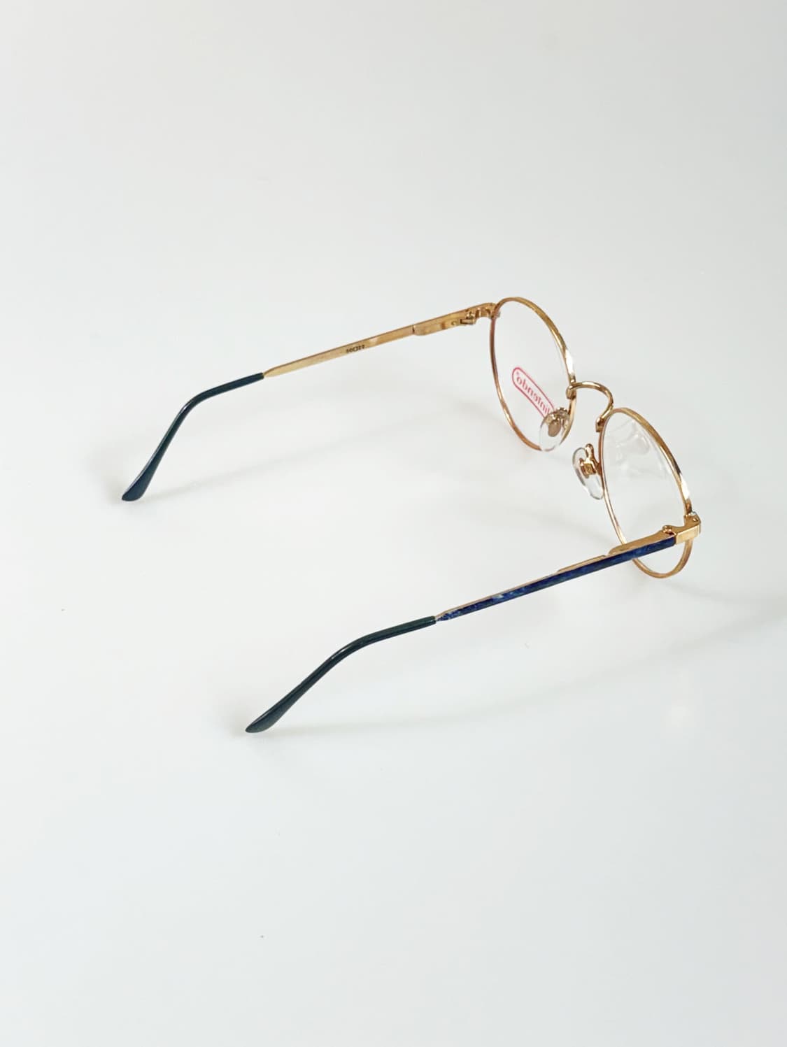 80s NINTENDO 골드 블루 마블 라운드 프레임 빈티지 안경 상품이미지4