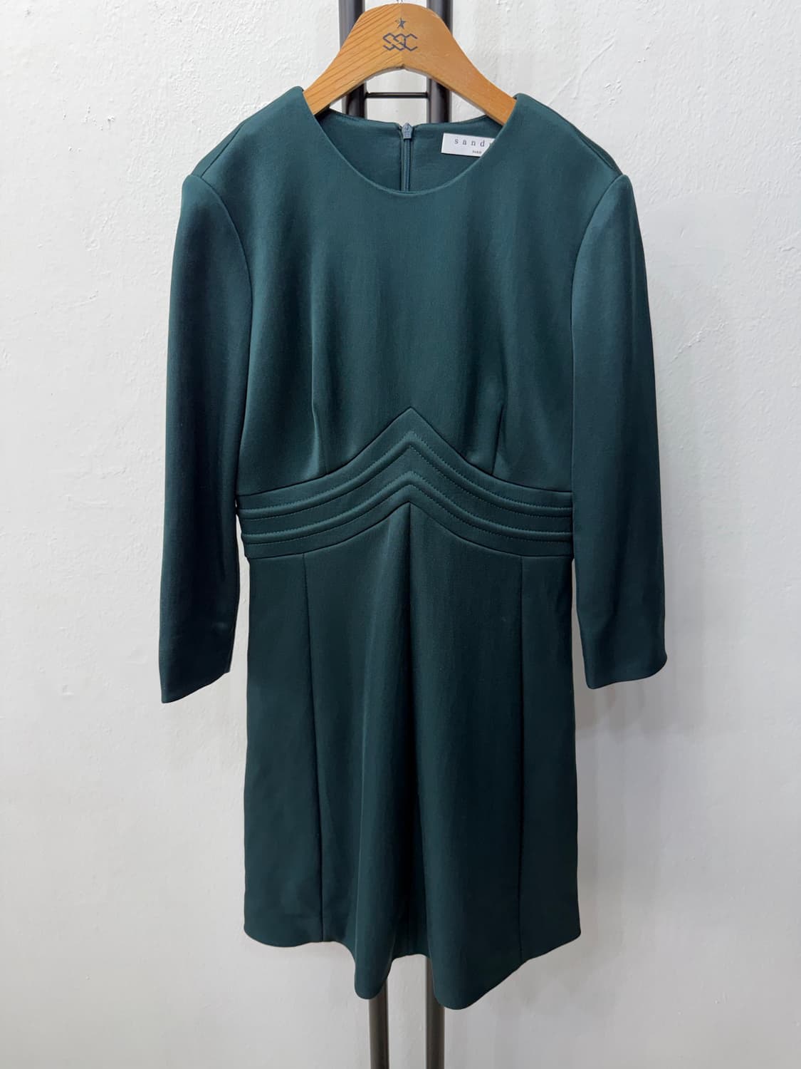 정품) 산드로 다크 그린 긴팔 원피스 2 상품이미지1