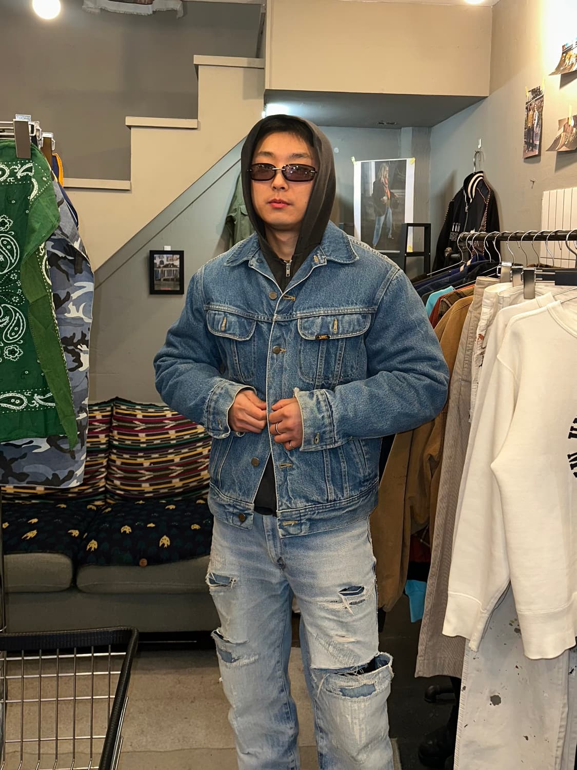 90’s Lee Rider denim blanket trucker JK 상품이미지1