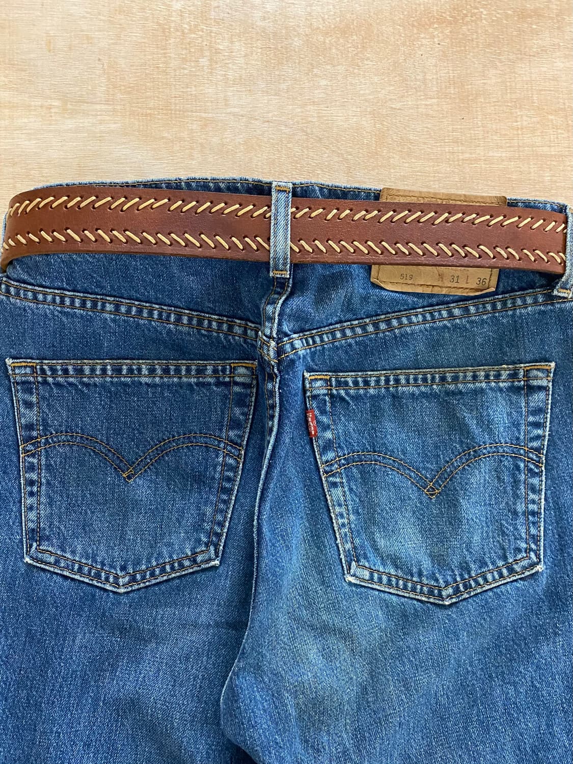 VTG leather stitch belt 미국 빈티지 스티치 레더 벨트 상품이미지2