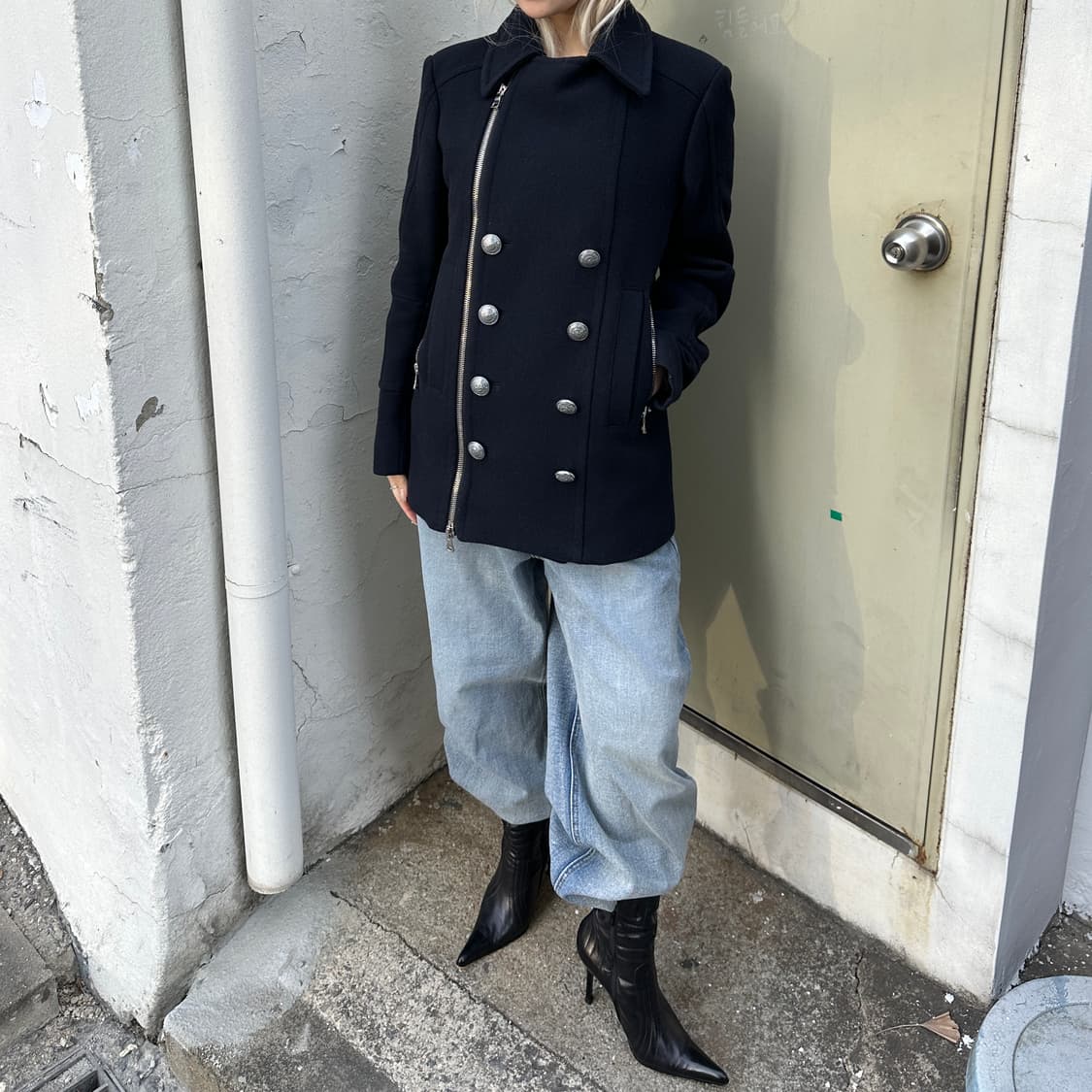 2000s 아카이브 발망 네이비 나폴레옹 봄 피코트 상품이미지1