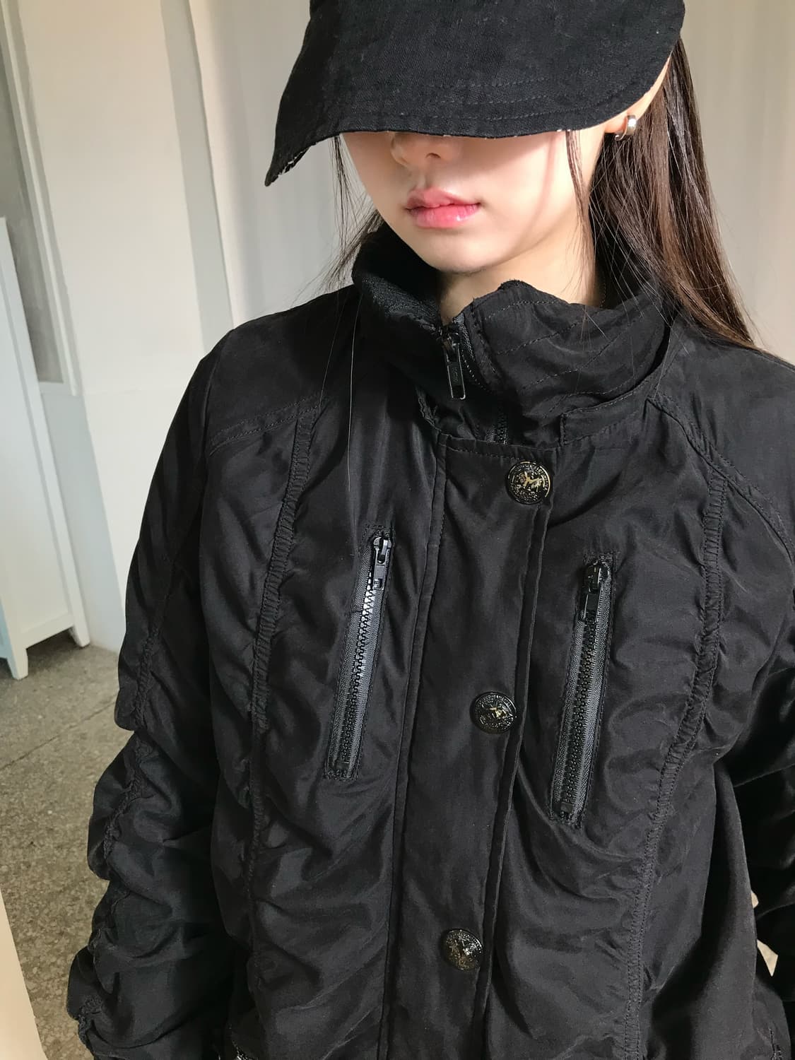 빈티지 블랙 퀄티드 아우터 상품이미지3