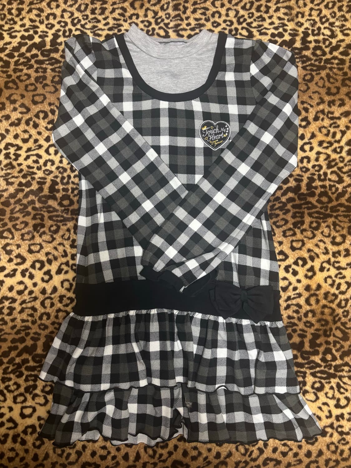 체크무늬 리본 원피스 상품이미지1