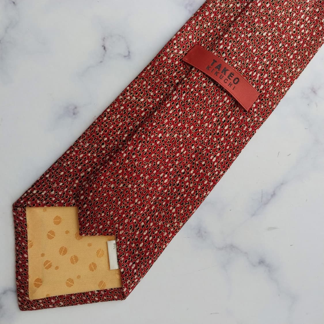 타케오 키쿠치 실크 레드 패턴 넥타이 9.7cm A+등급 K2536
 상품이미지9