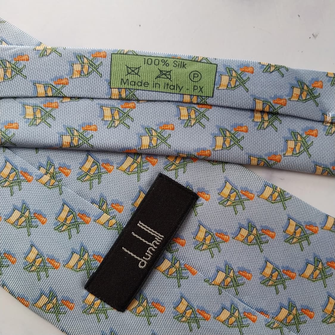 던힐 실크 하늘색 체어 모티브 넥타이 9.3cm B등급 K2334
 상품이미지6