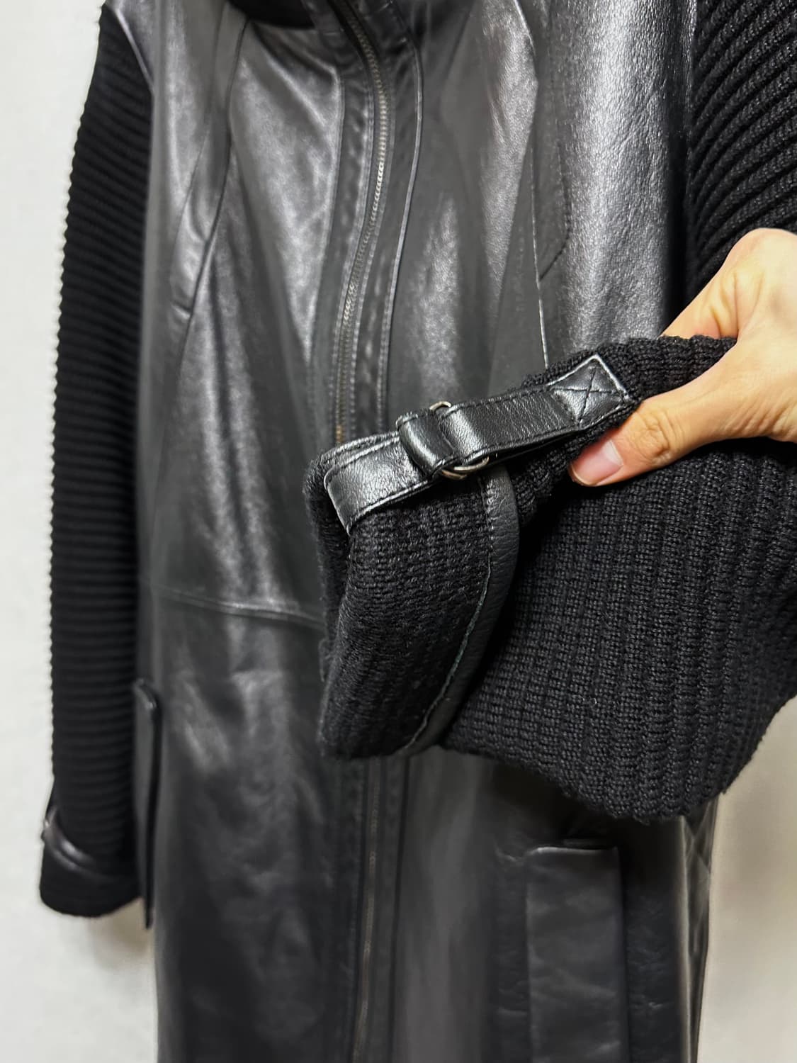 하이넥 니팅 쉽스킨 하프코트 상품이미지9