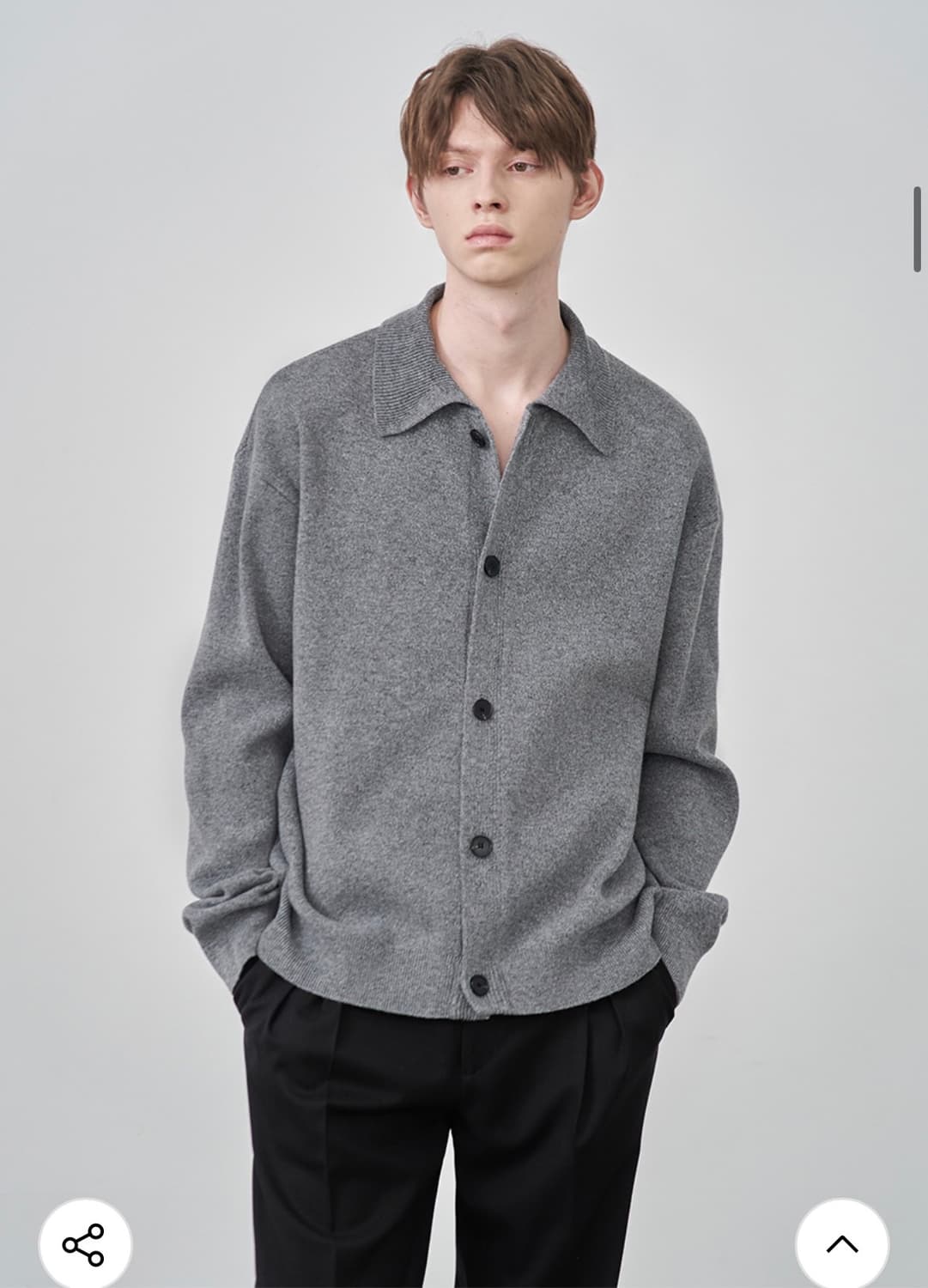 (새상품)(L) 드로우핏 벌키 울 카라 니트 가디건 [M.GREY] 판매 상품이미지5