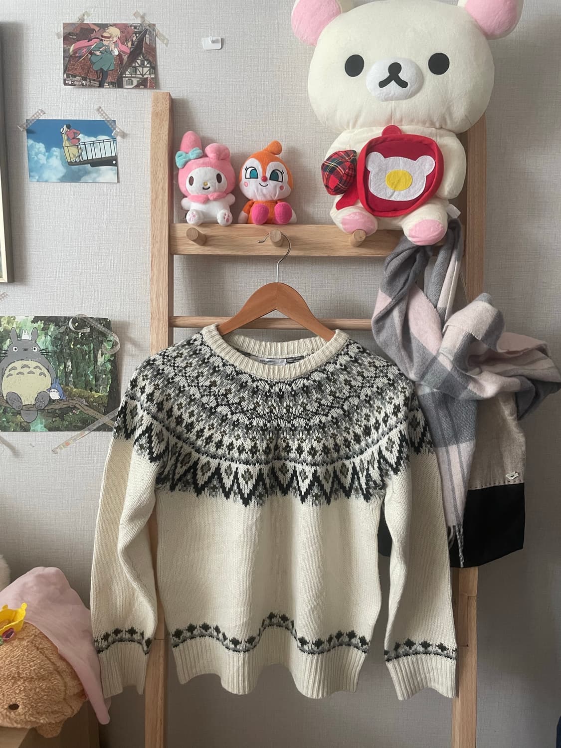 모리걸 빈티지 노르딕 쿠앤크 니트 🤍🖤 상품이미지1