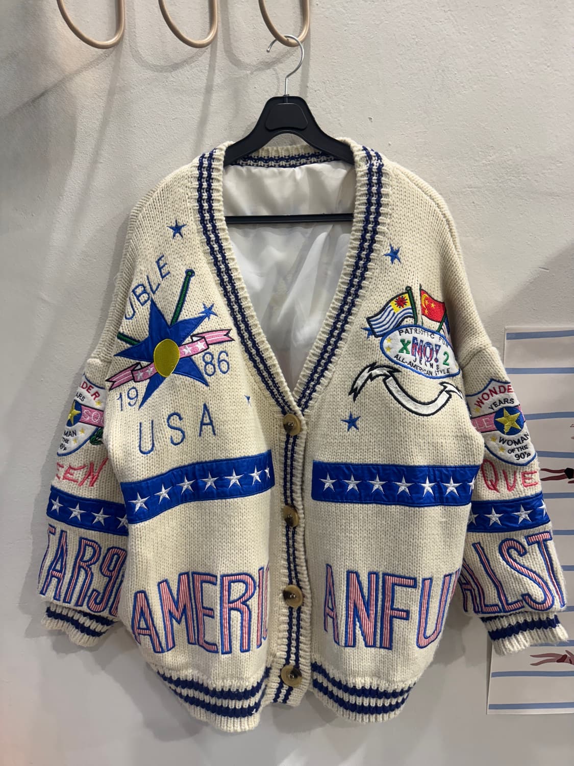 vintage 오버핏 유니크자수 도톰 가디건 상품이미지1