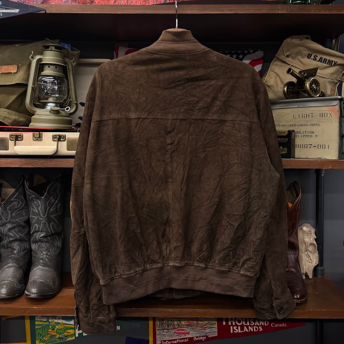 90s 휴고 보스 오리지널 리얼 레더 스웨이드 봄버 블루종 자켓 N243 상품이미지2