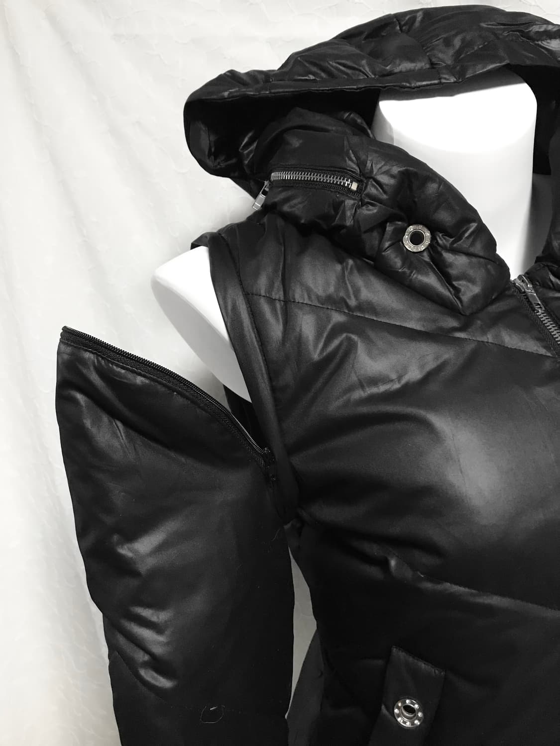 빈티지 펑크 2way 큐빅 버튼 패딩 자켓 상품이미지5