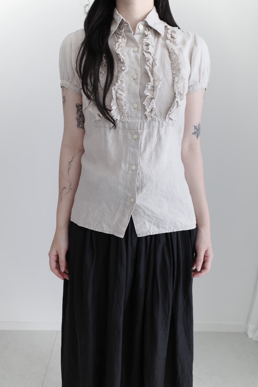 gap) damage frill half shirt  상품이미지4