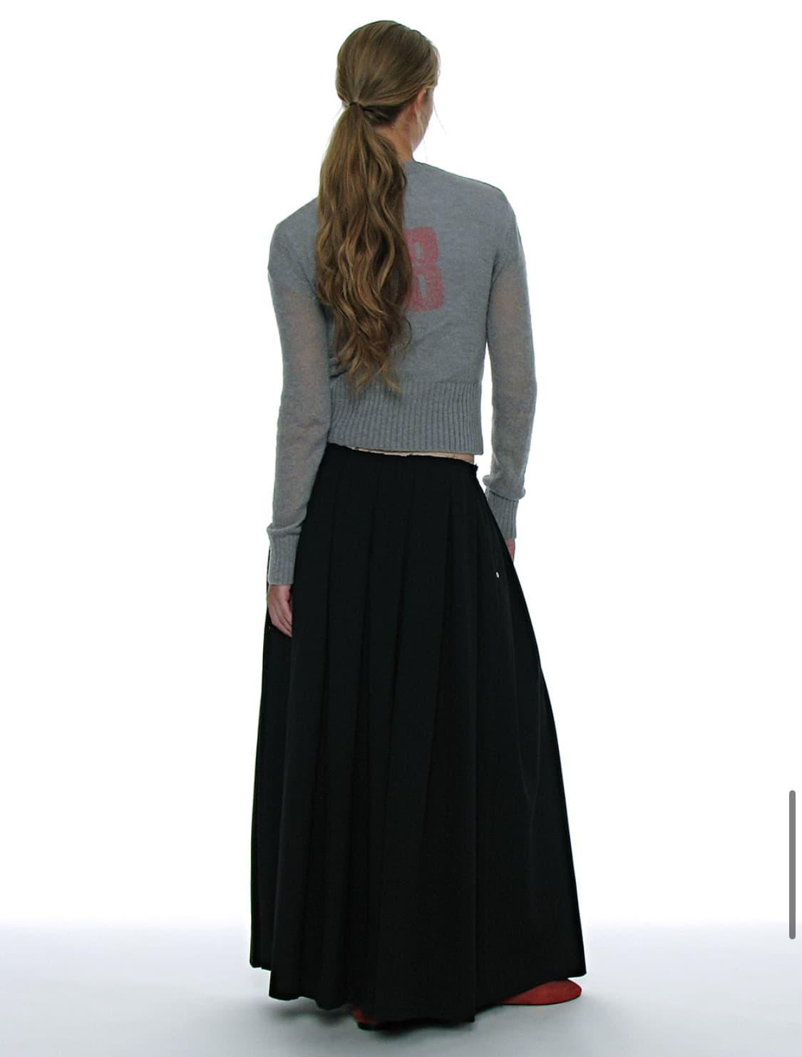CUT OFF GATHERING PLEATS MAXI SKIRT_M 상품이미지4