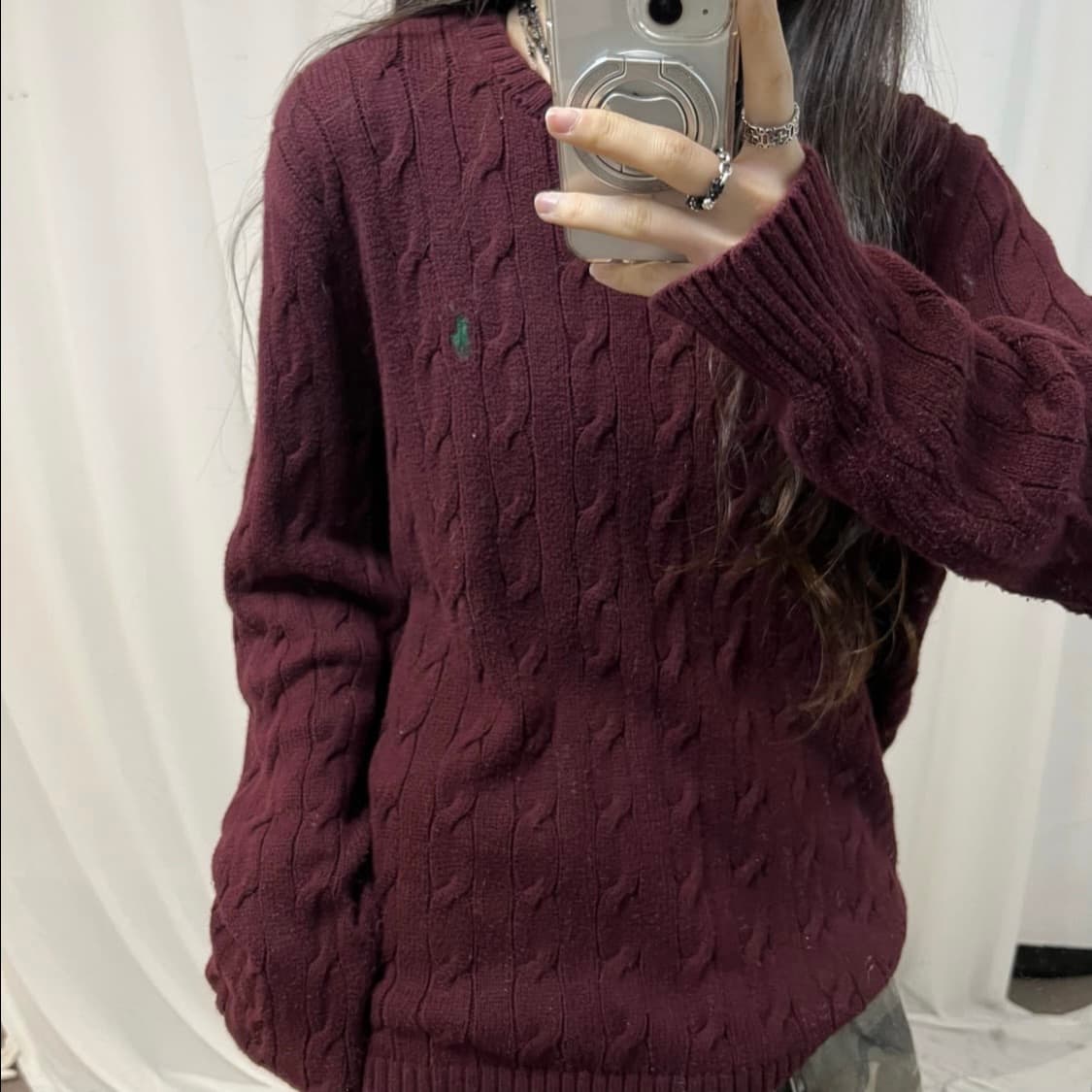 Polo Burgundy Cable Knit 상품이미지3