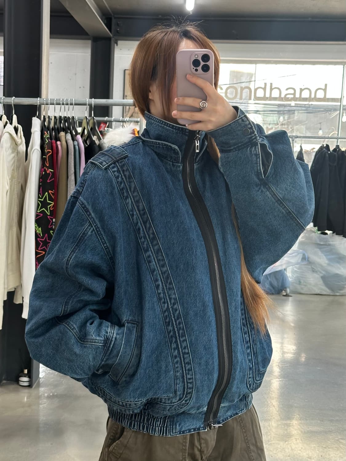 메종미네드 인사이드 보아 데님 봄버 패딩 상품이미지2