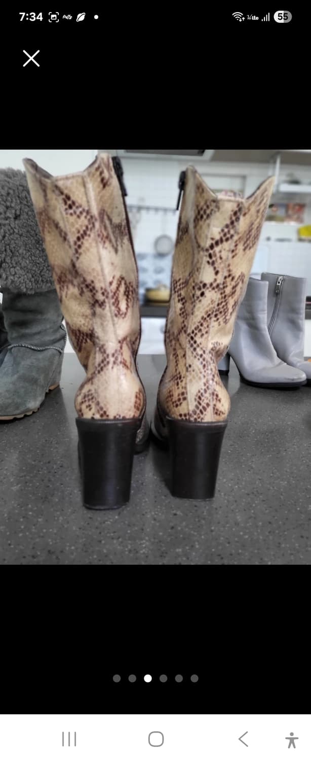 일본구매 이태리 명품브랜드 리얼뱀피 앵클 부츠 235mm 상품이미지3