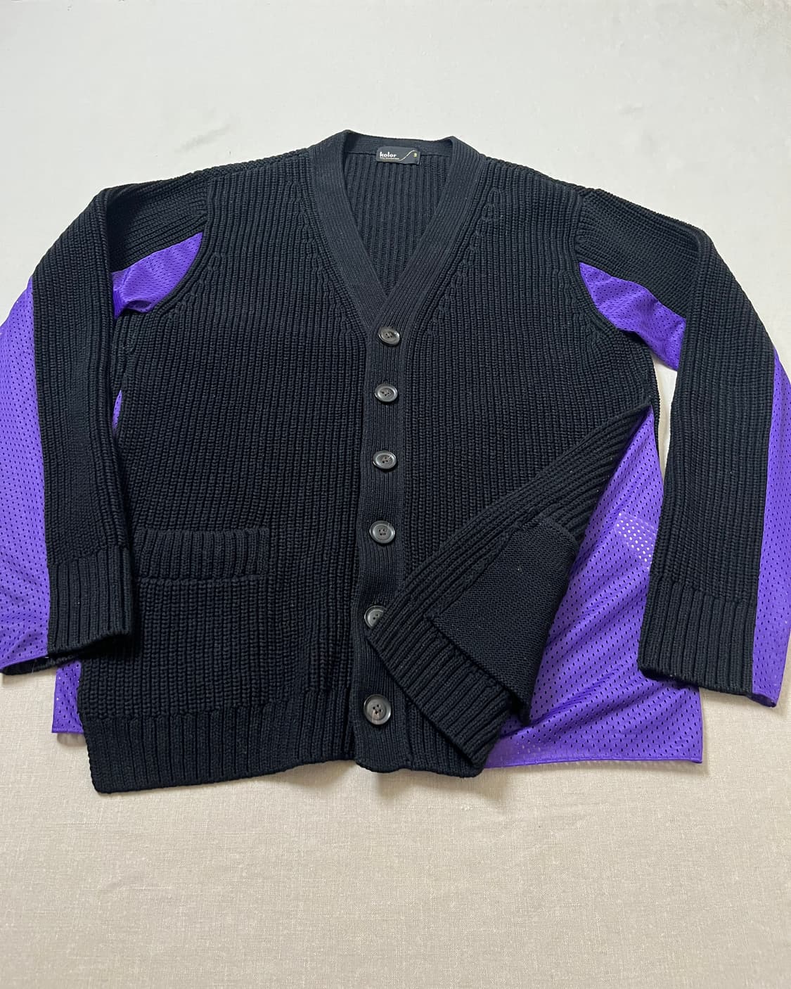 Kolor 메쉬패널 코튼 가디건 20aw 컬러 도킹 가디건 상품이미지4