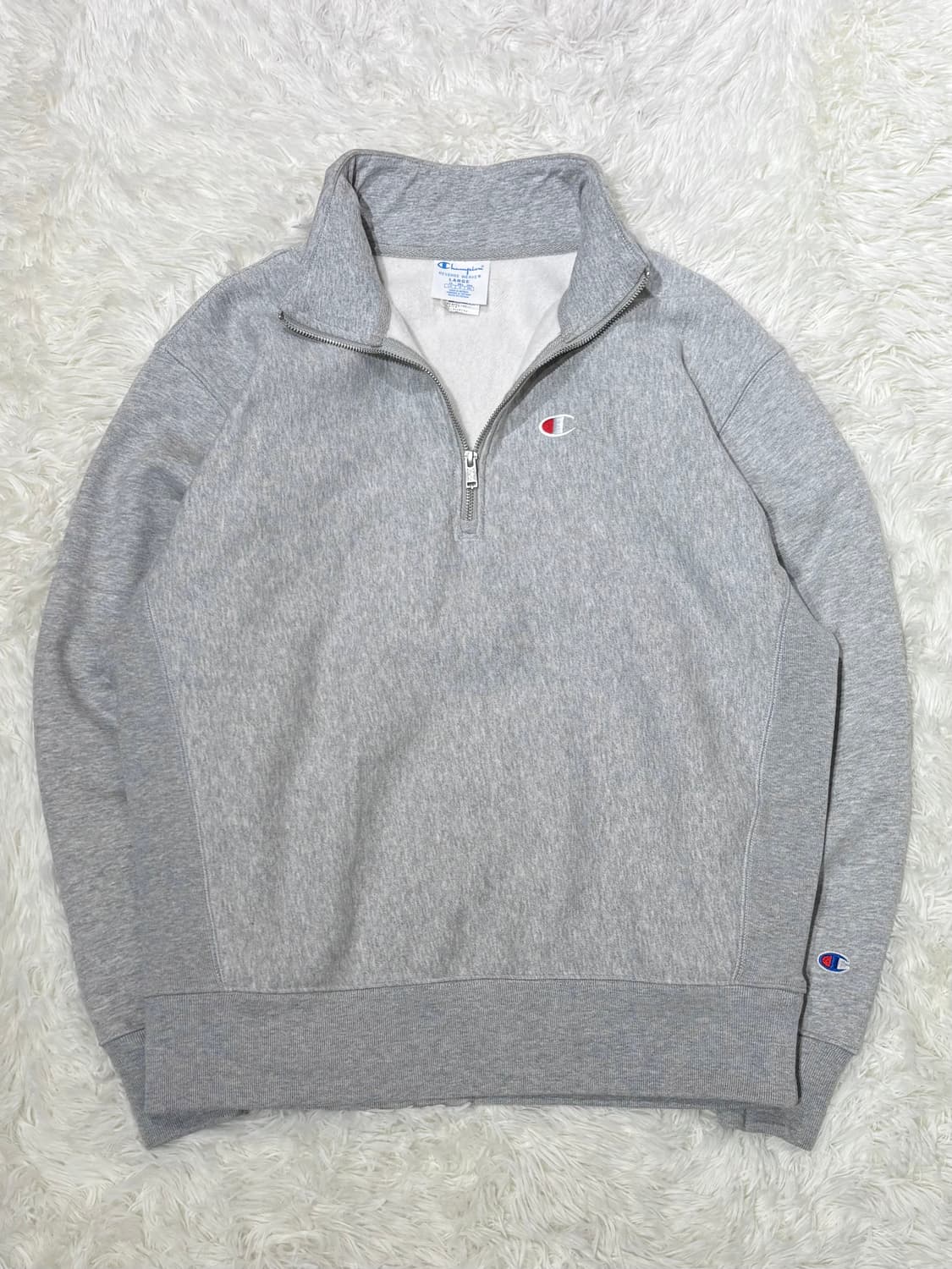 챔피언 리버스위브 그레이 코튼 반집업 상품이미지4