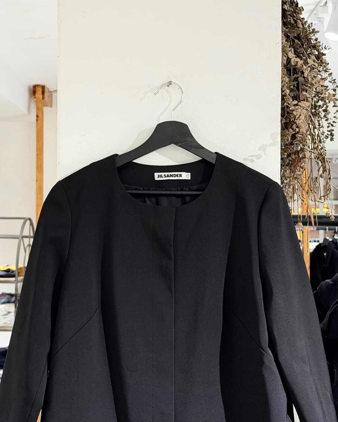 질샌더 블랙 노카라 버진울 코트 상품이미지4