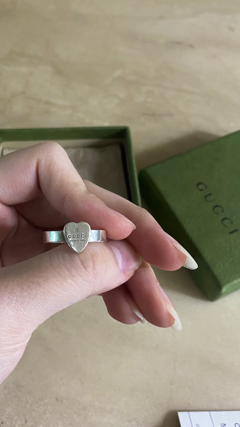 (정품) 구찌 트레이드마크 하트 실버 반지 링 15호 상품이미지4