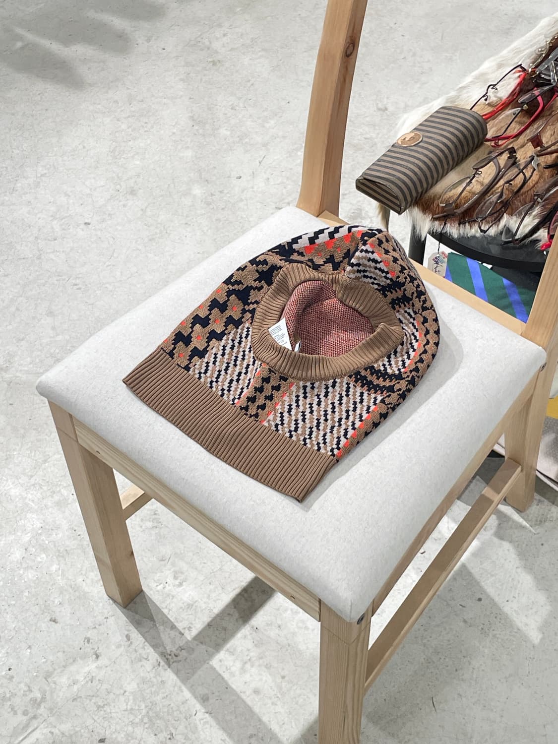 헨릭 빕스코브 브라운 체크 인타르시아 바라클라바 상품이미지1