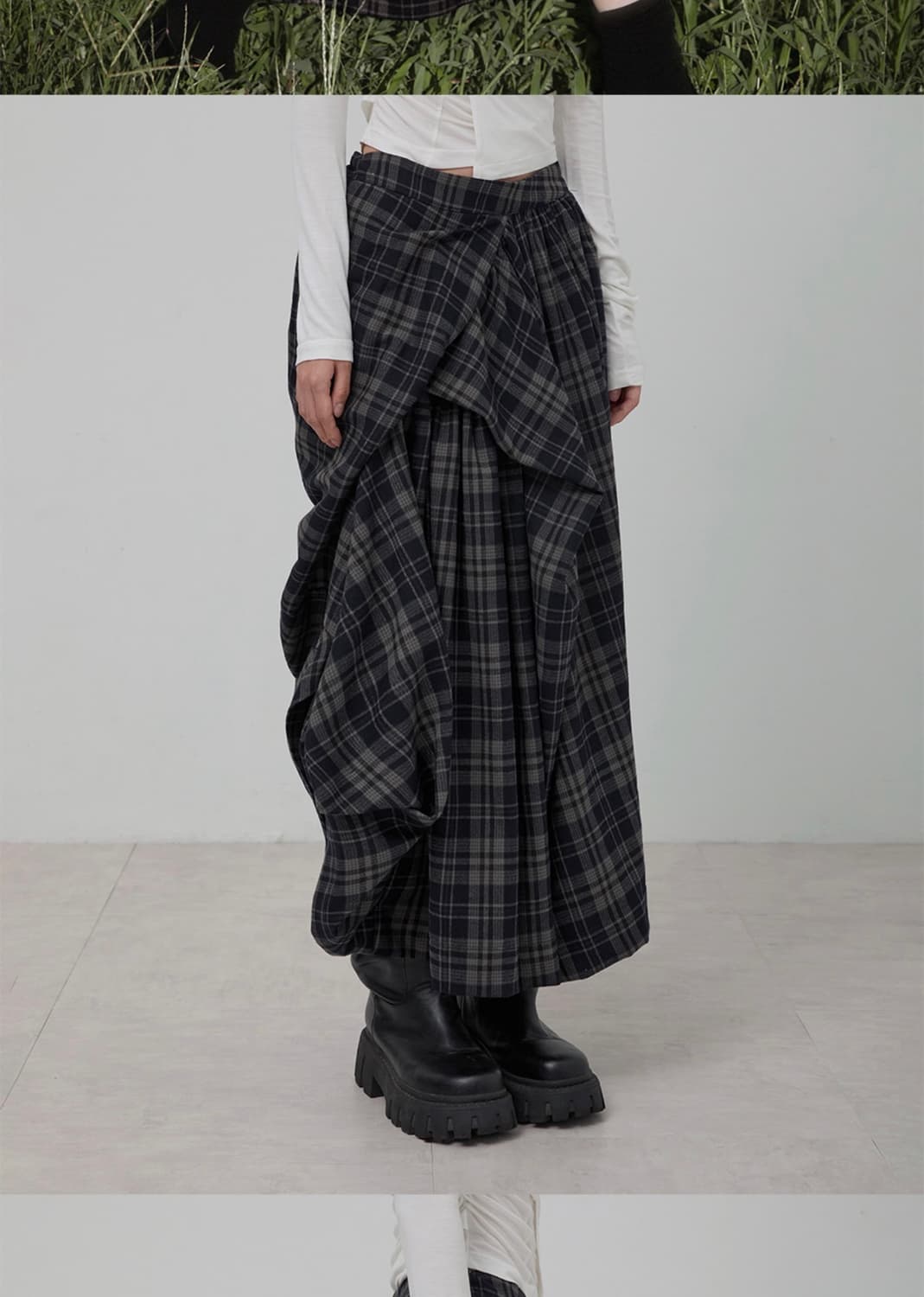Draped Layered Long Skirt_Checked  상품이미지4