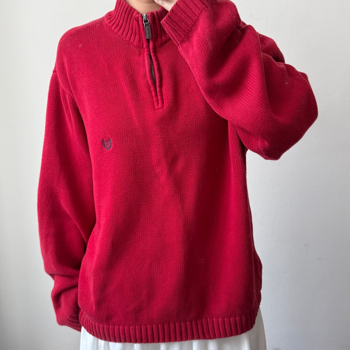 [XXL] 챕스 레드 니트 반집업 상품이미지1