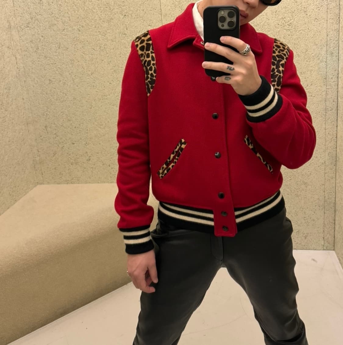 생로랑 레오파드 바시티 테디 자켓 상품이미지3