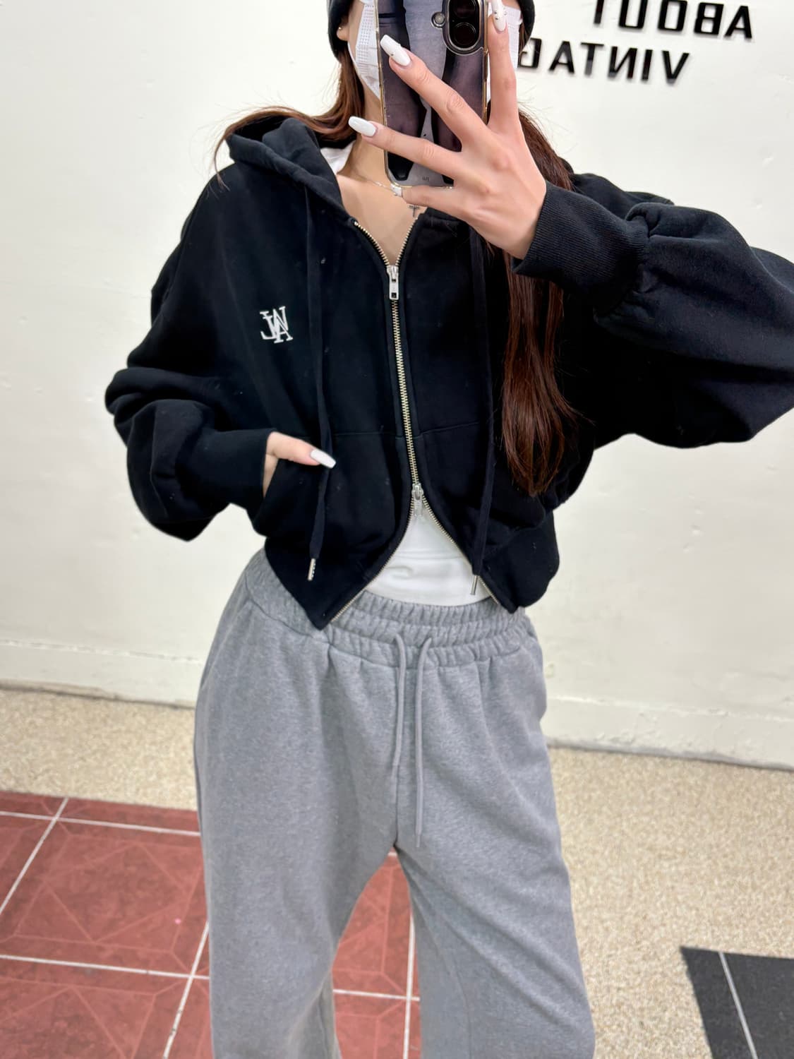 우알롱 후드집업 블랙 상품이미지9