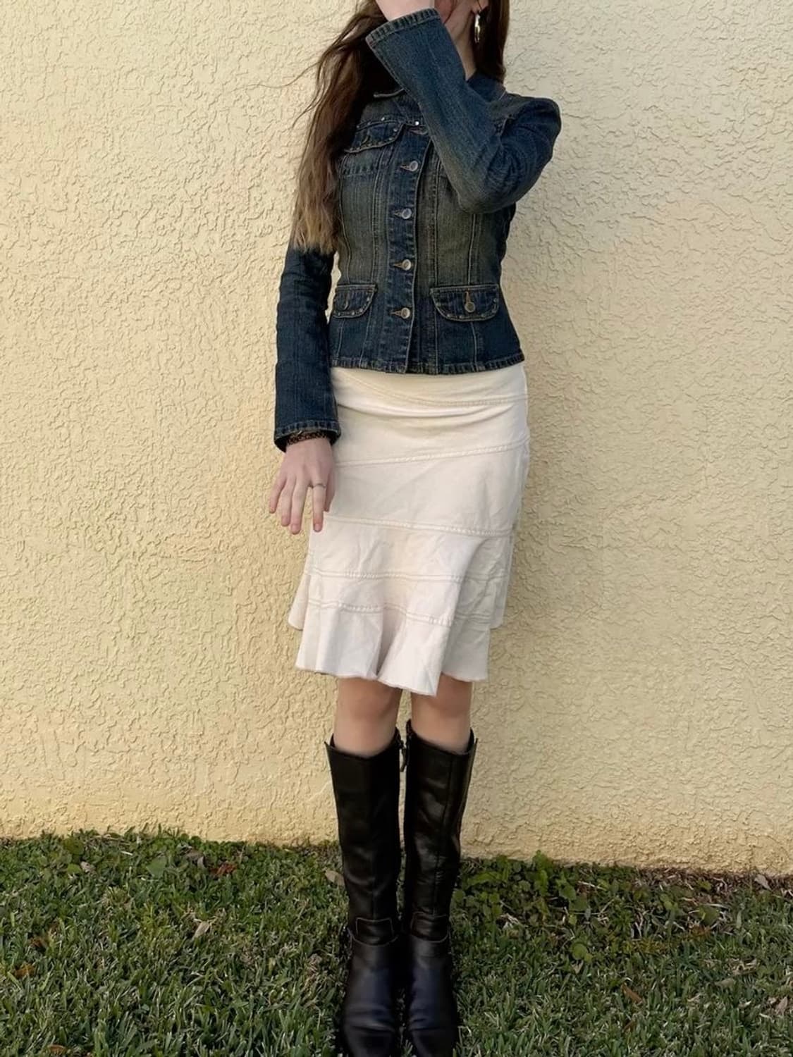 다크네이비 도트 머메이드 미디스커트 빈티지 상품이미지3