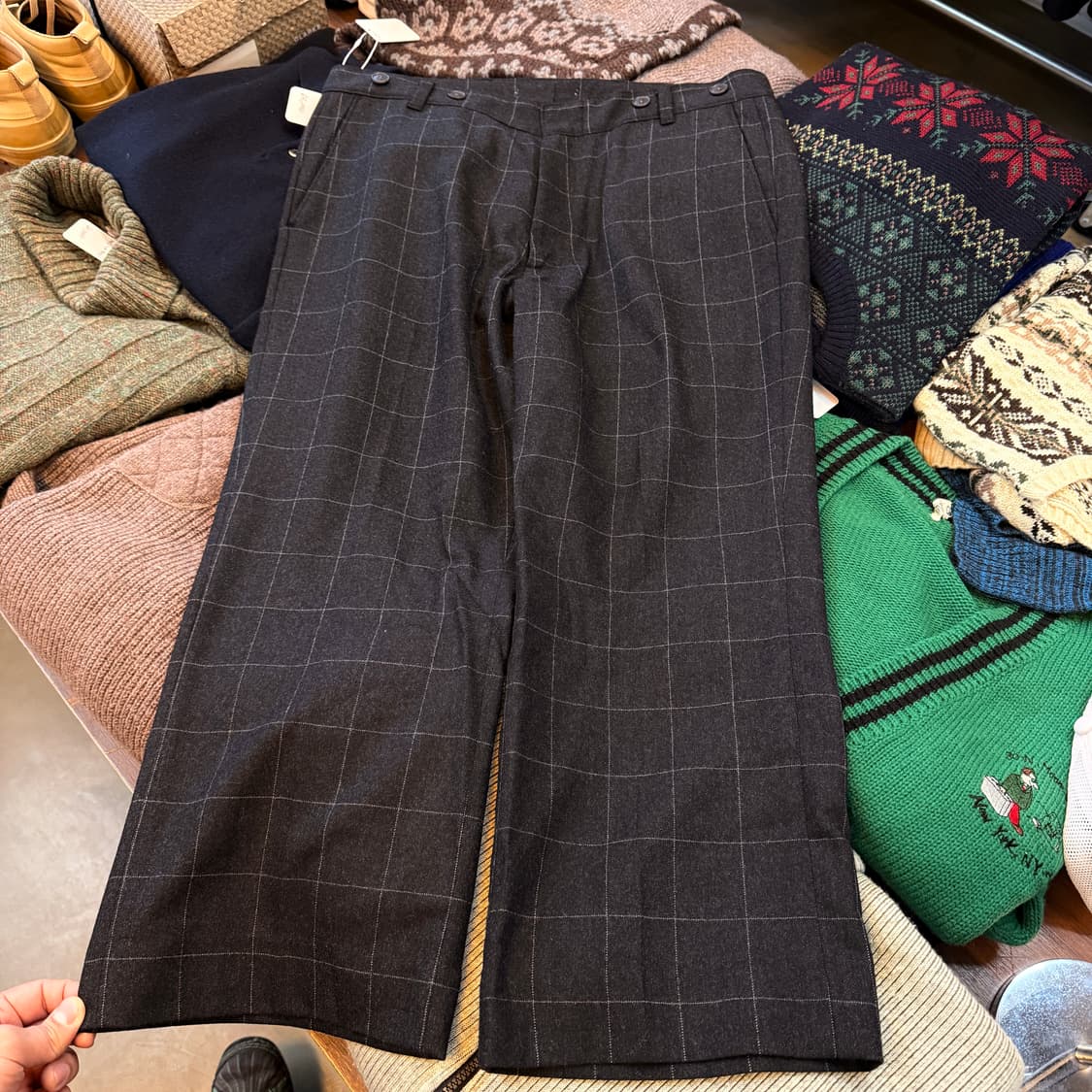 위어도 울 혼방 스퀘어패턴 아메리칸 캐주얼 아메카지 슬랙스 xl 36 상품이미지4