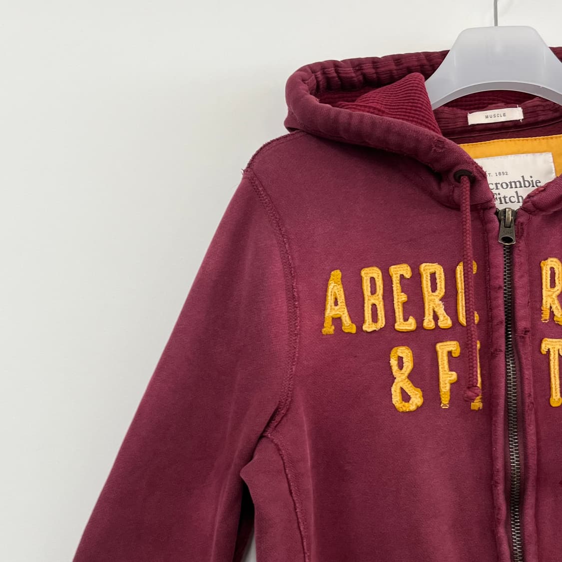 아베크롬비 자수로고 버건디 후드집업 상품이미지5