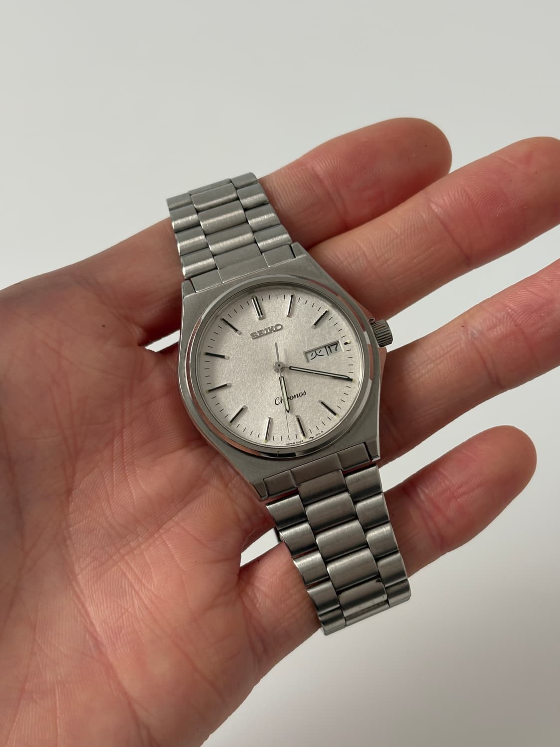 1980년대 Chronos 스노우 플레이크 다이얼 실버 쿼츠 남성  상품이미지1