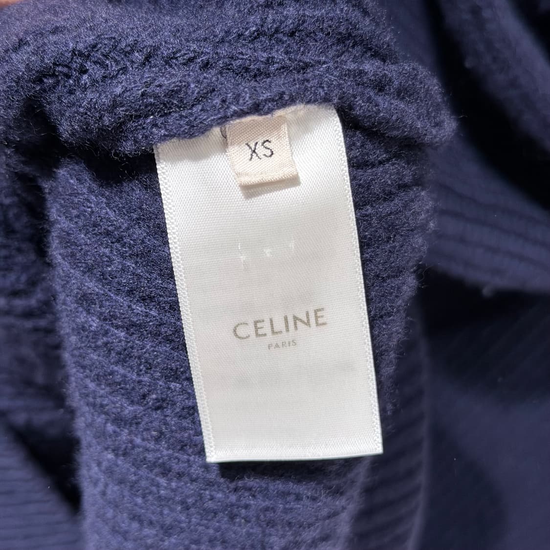 (A+/XS) / 셀린느 로고 리브드 울 후드 니트 스웨터 네이비 상품이미지6