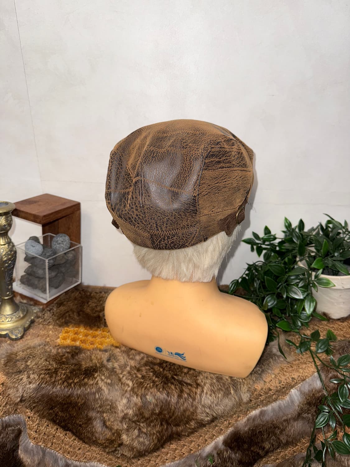 Aging leather patchwork hunting cap 상품이미지3