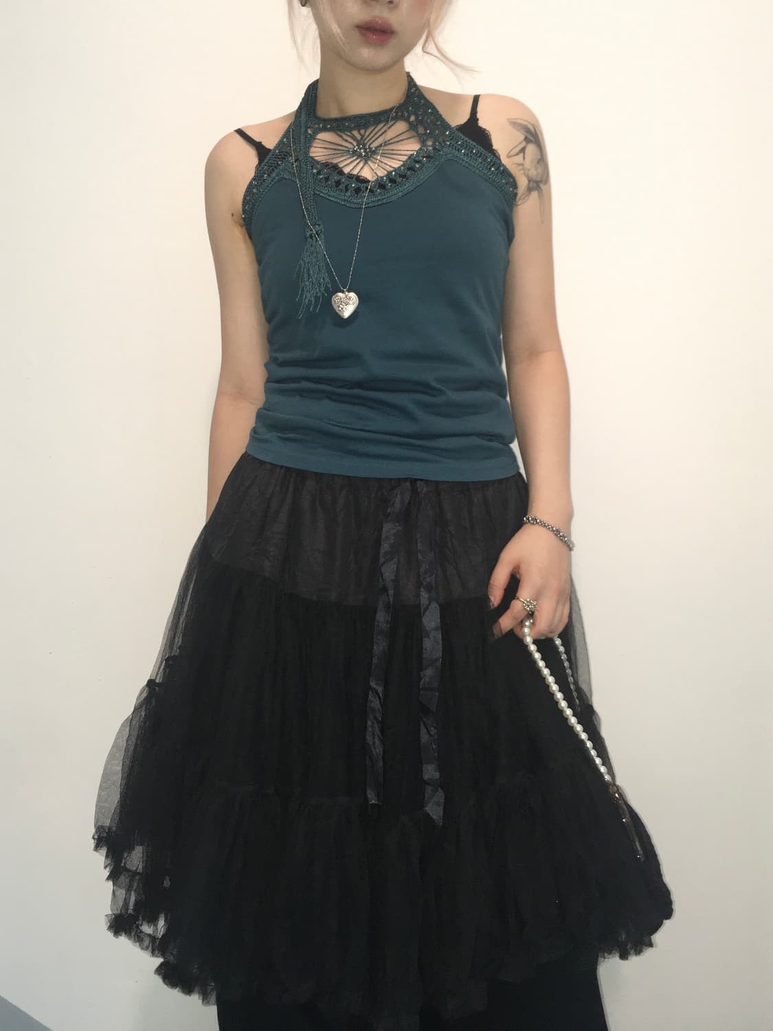 emerald crochet halter sleeveless 상품이미지3