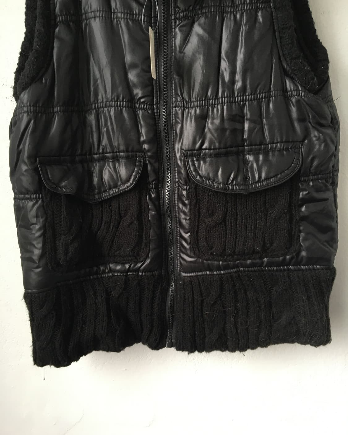 Fake fur hood high neck vest 상품이미지4