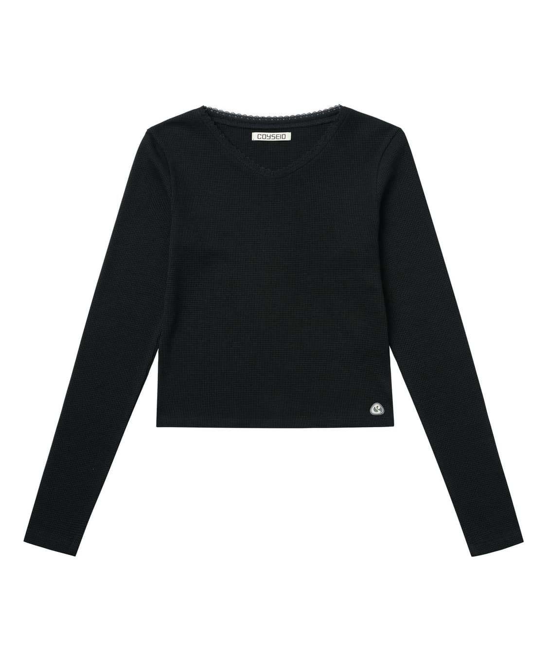 코이세이오 레이스 와플 롱슬리브리스 블랙 상품이미지1