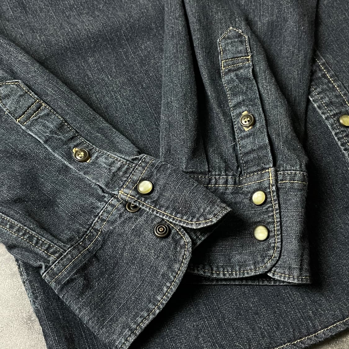 UNKNOWN 빈티지 인디고 스냅버튼 데님 코튼 셔츠 A00518 상품이미지5