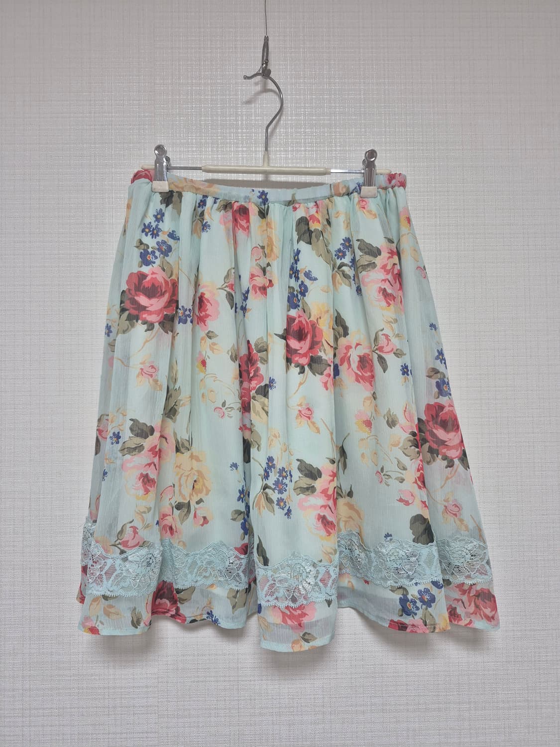 리즈리사 수선품 큰꽃프린트 블루 스커트 상품이미지1