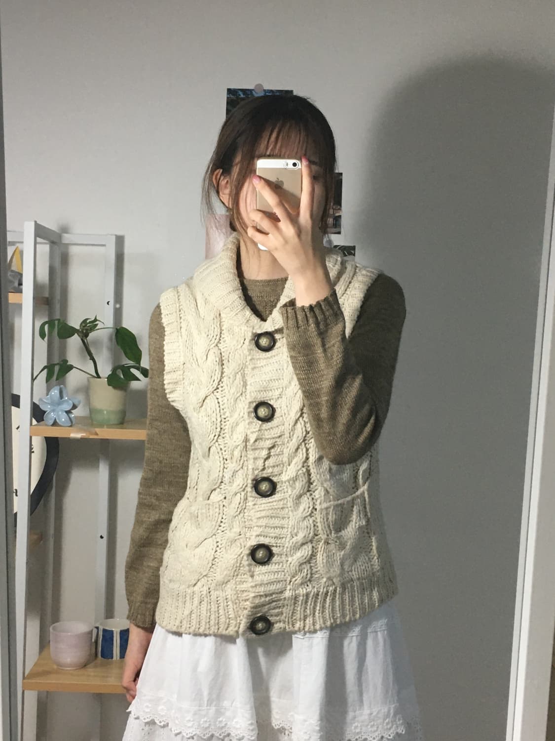 콩두유 꽈배기 니트조끼 상품이미지1