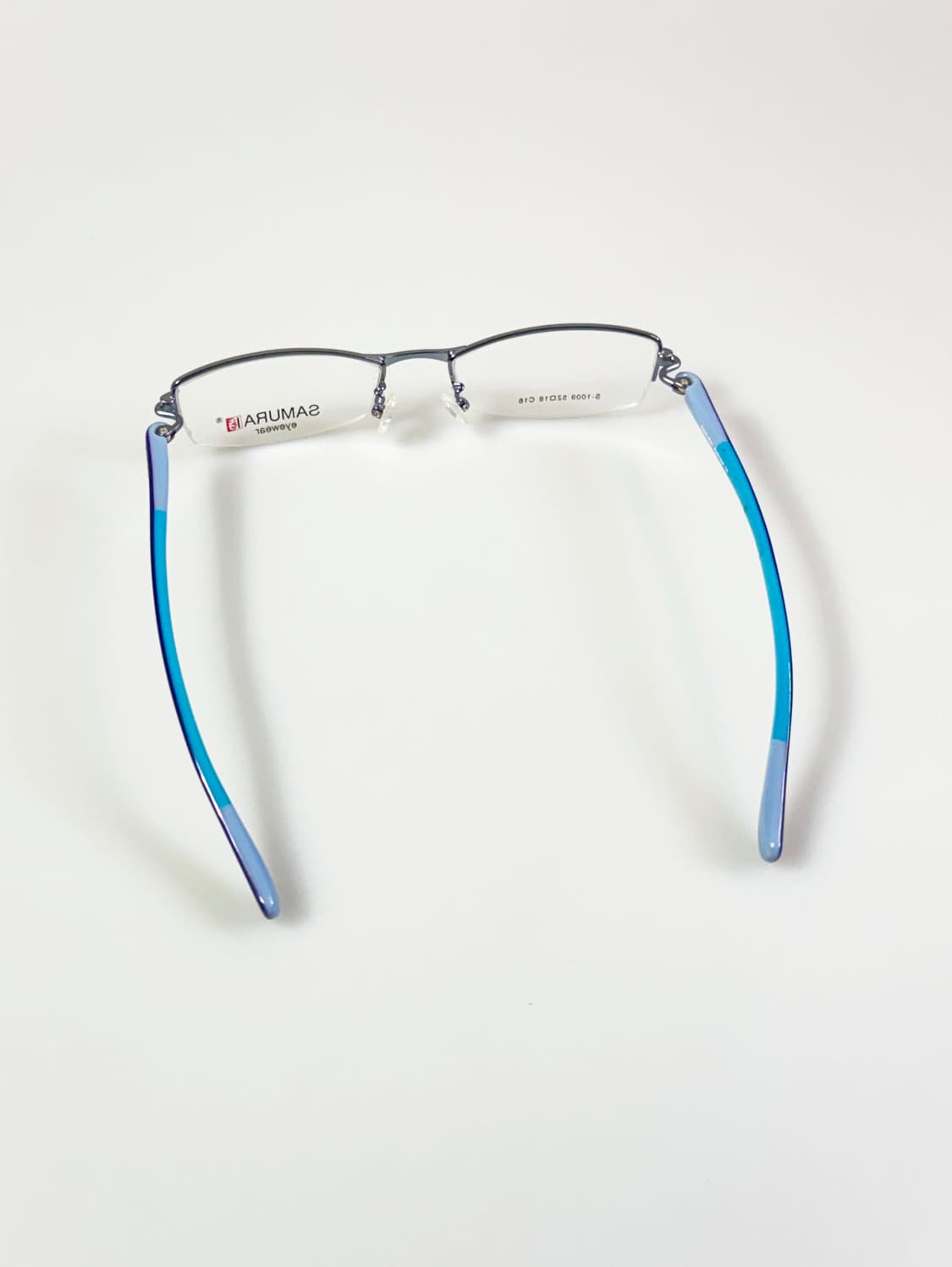 SAMURAI EYEWEAR 블루 반무테 스퀘어 메탈 빈티지 안경 상품이미지5