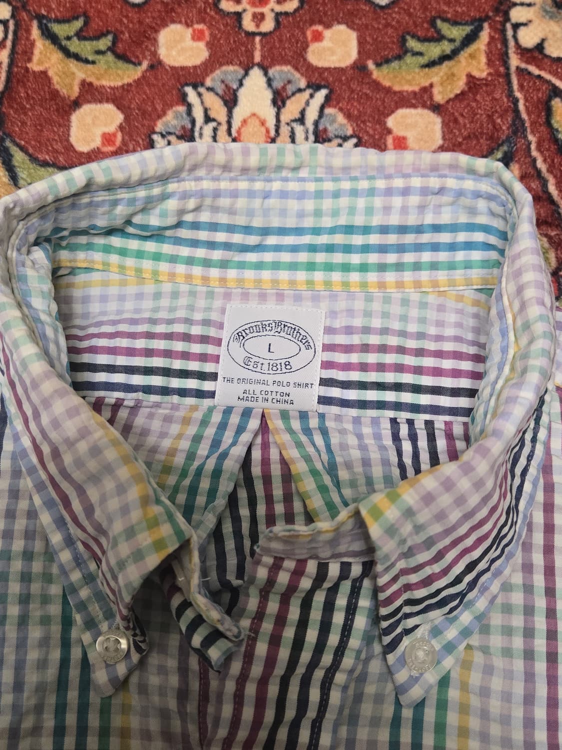 브룩스브라더스 멀티 체크 시어서커 셔츠 L 상품이미지3