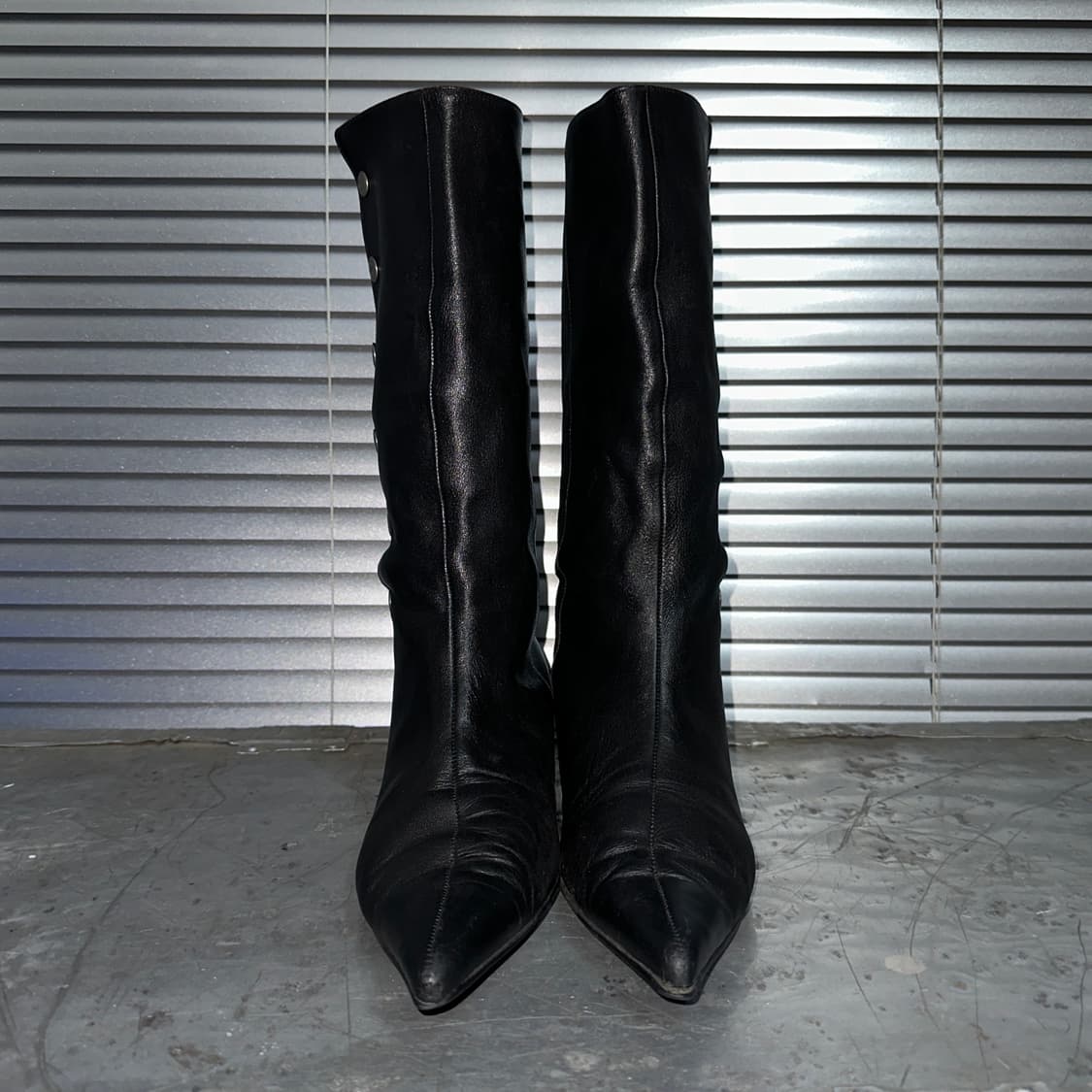 00s 아카이브 램스킨 스냅 버튼 포인트 부츠 상품이미지4